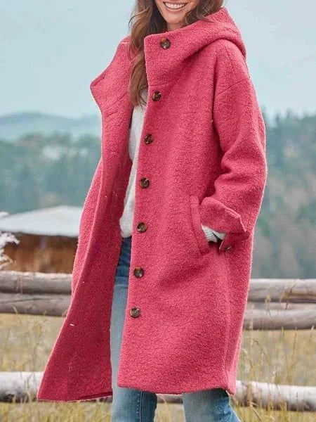 Lavinque Jacket Rose / S Manteau Long en Laine Bouclée | Élégance & Chaleur | Style Décontracté-Chic