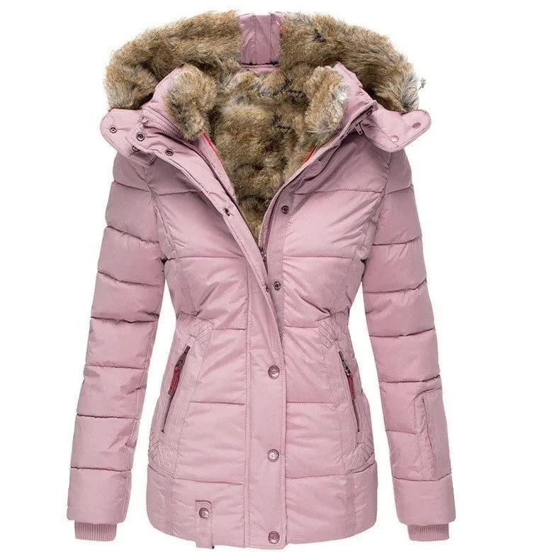 Lavinque Jacket Rose / XS Doudoune Hiver à Capuche | Chaude et Élégante | Doublure en Fausse Fourrure