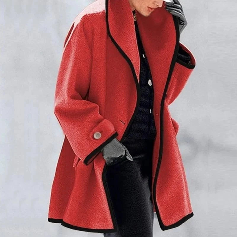 Lavinque Jacket Rouge / S Manteau Élégant à Bordures Contrastées | Chic & Chaleur | Idéal pour l’Hiver