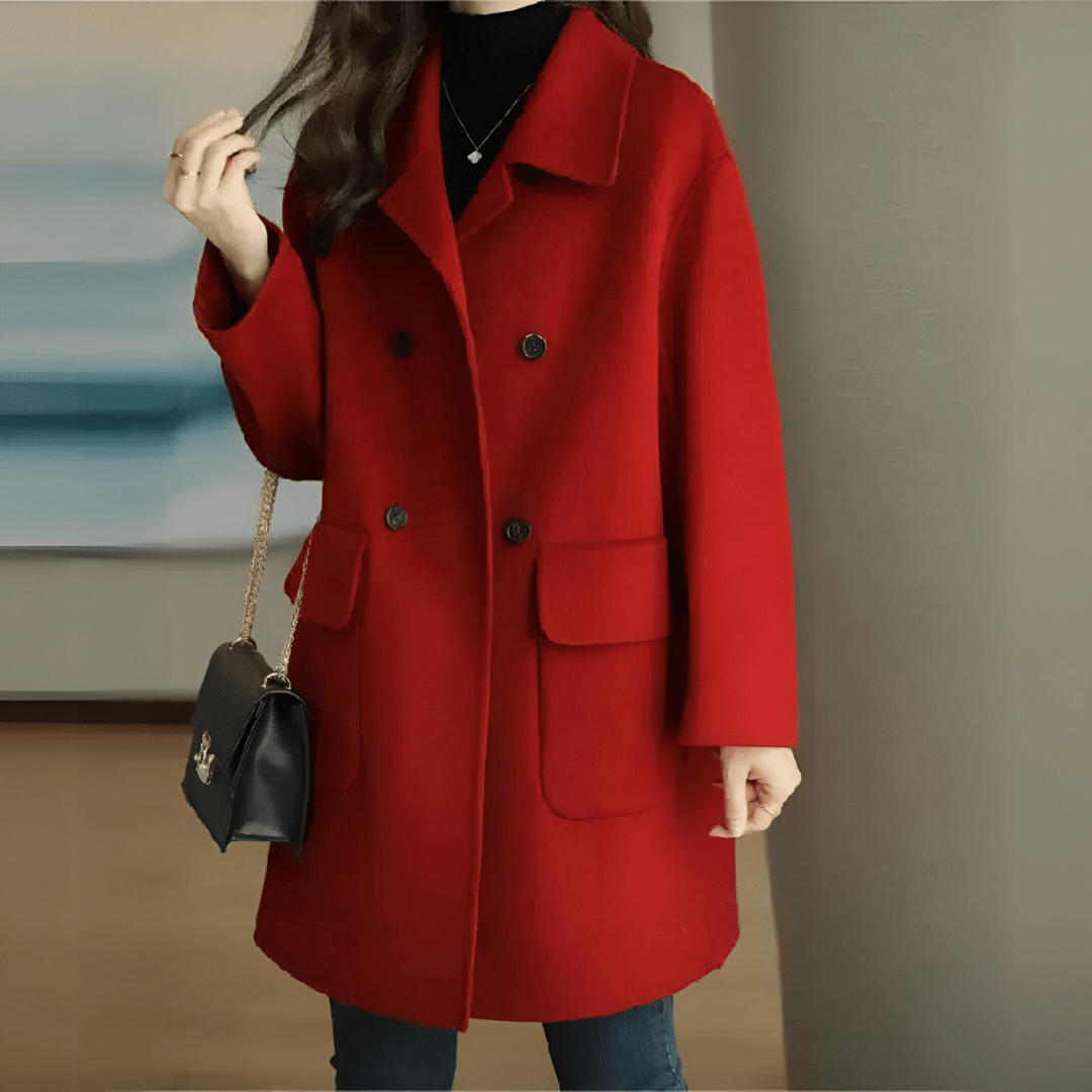 Lavinque Jacket Rouge / S Manteau Long Classique | Laine & Polyester | Chic et Intemporel