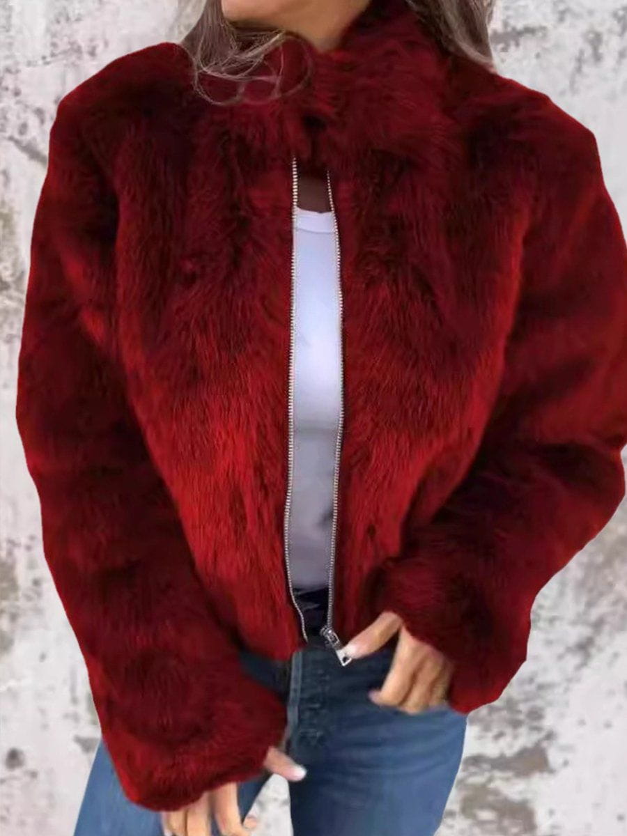 Lavinque Jacket Rouge / S Veste en Fausse Fourrure | Luxe | Douce et Élégante