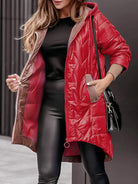 Lavinque Jacket Rouge / XS Manteau Long Zippé à Capuche | Confort & Élégance Décontractée