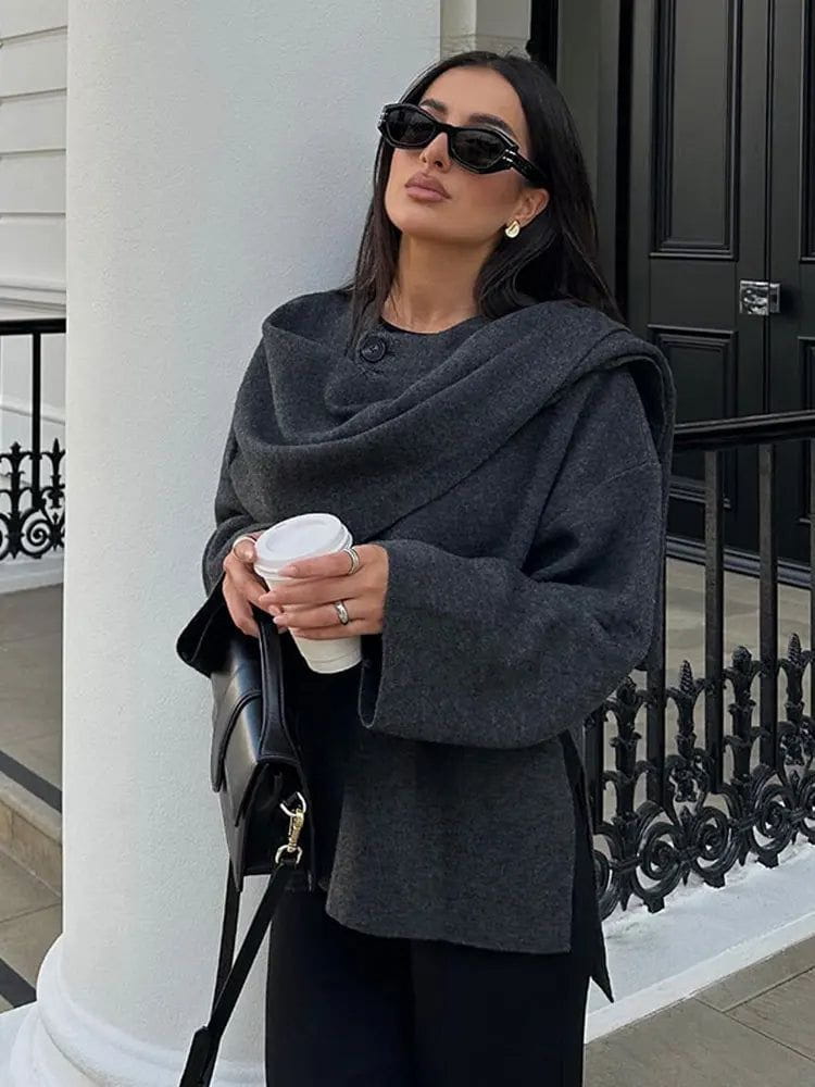 Lavinque Jacket S Manteau Drapé Élégant | Coupe Oversize | Chic et Intemporel