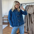 Lavinque Jacket S Veste en Jean Oversize | Fermeture Nœuds | Style Décontracté et Original