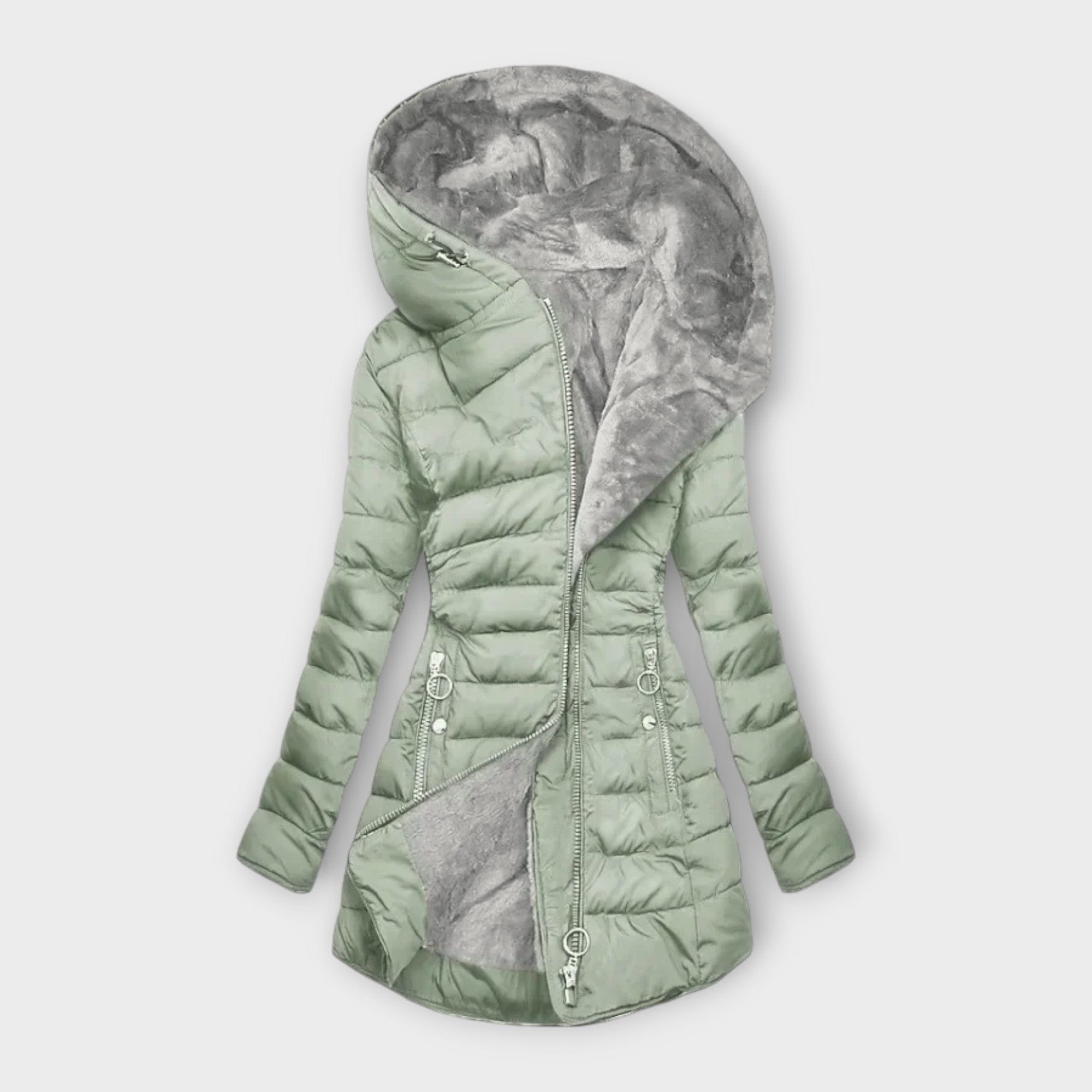 Lavinque Jacket Vert Clair / XS Doudoune Longue avec Doublure Fourrure | Ultra-Chaude & Élégante | Hiver Confortable