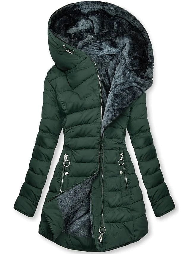 Lavinque Jacket Vert foncé / S Manteau Long Femme | Doudoune & Doublure Polaire | Chaleur et Élégance