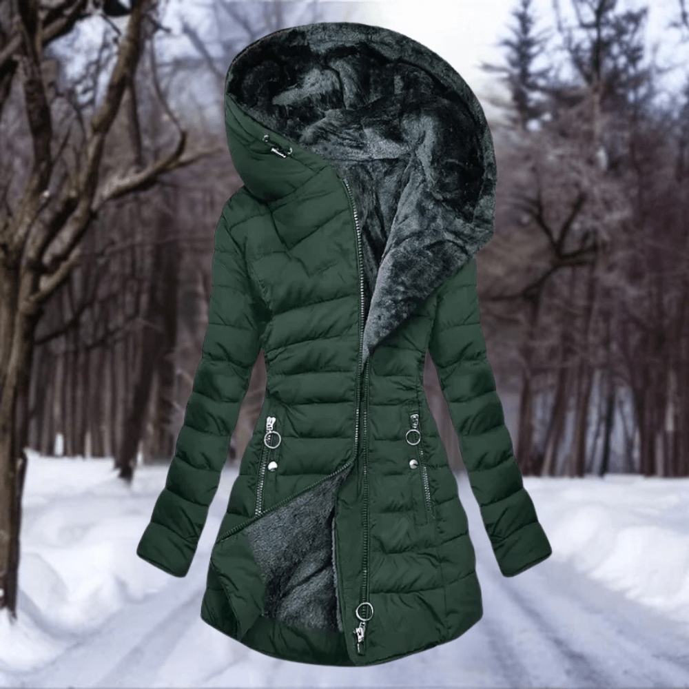 Lavinque Jacket Vert foncé / S Manteau Matelassé avec Doublure en Polaire | Chaud & Élégant | Hiver Confortable