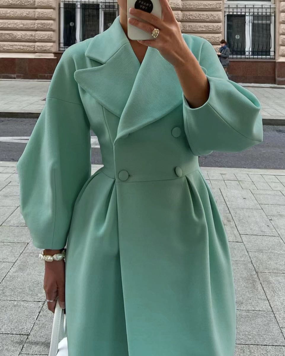 Lavinque Jacket Vert / S Manteau Long Élégant Ceinturé | Chic | Chaleur et Raffinement