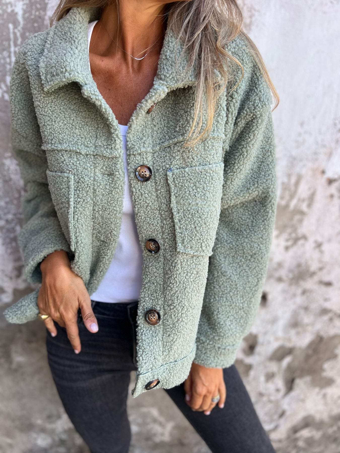 Lavinque Jacket Vert / S Veste Femme | Effet Mouton & Douceur | Chaleur et Style Décontracté
