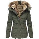 Lavinque Jacket Vert / XS Doudoune Hiver à Capuche | Chaude et Élégante | Doublure en Fausse Fourrure