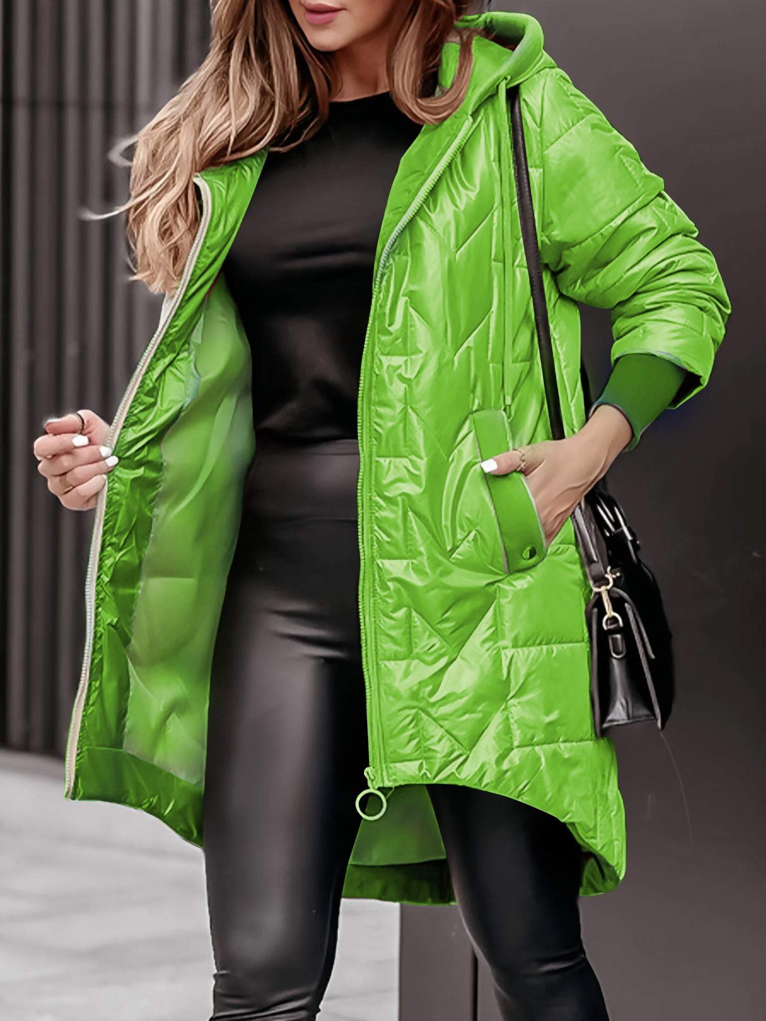 Lavinque Jacket Vert / XS Manteau Long Zippé à Capuche | Confort & Élégance Décontractée
