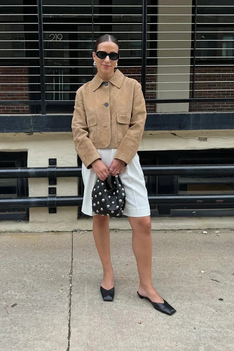 Lavinque Jacket Veste Courte en Daim | Élégance | Chic et Tendance
