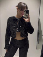 Lavinque Jacket Veste Courte en Tweed | Nœuds Élégants | Chic et Raffiné