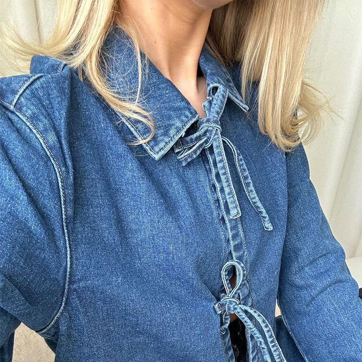 Lavinque Jacket Veste en Jean Oversize | Fermeture Nœuds | Style Décontracté et Original