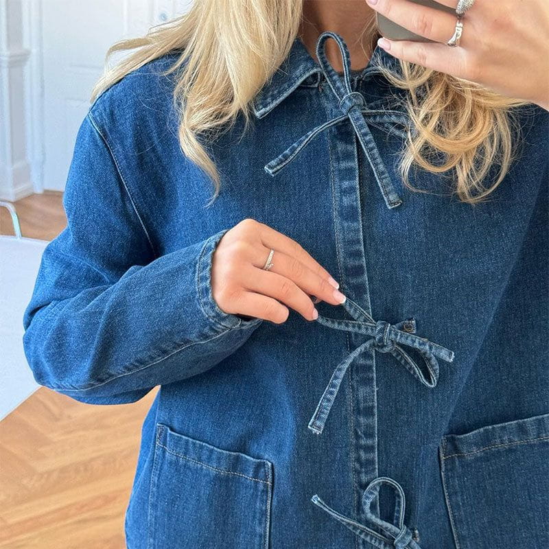 Lavinque Jacket Veste en Jean Oversize | Fermeture Nœuds | Style Décontracté et Original