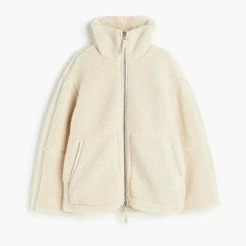 Lavinque Jacket Veste Femme | Effet Mouton & Oversize | Chaleur et Style Décontracté