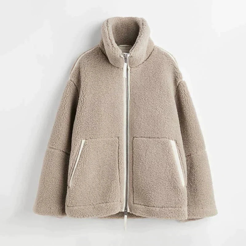 Lavinque Jacket Veste Femme | Effet Mouton & Oversize | Chaleur et Style Décontracté