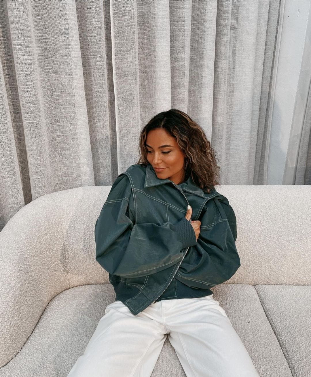 Lavinque Jacket Veste Oversize Femme | Effet Cuir & Style Urbain | Look Tendance