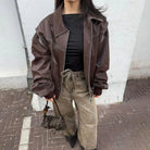 Lavinque Jacket Veste Oversize Femme | Effet Cuir & Style Urbain | Look Tendance
