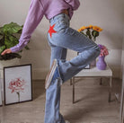 Lavinque jeans Bleu denim / S Jean Évasé Bleu Clair | Détail Étoiles | Vintage et Fun