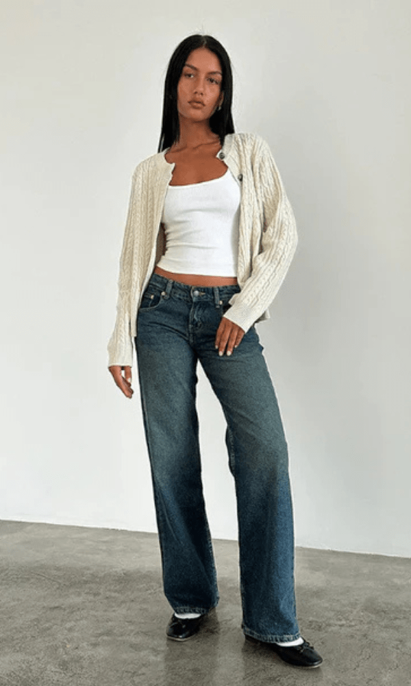 Lavinque Jeans Bleu foncé / XS Jean Large Taille Haute | Confort | Style Rétro et Moderne