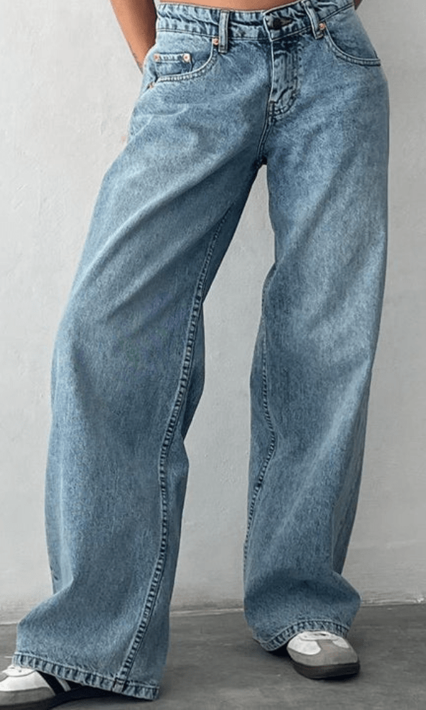 Lavinque Jeans Bleu indigo / XS Jean Large Taille Haute | Confort | Style Rétro et Moderne