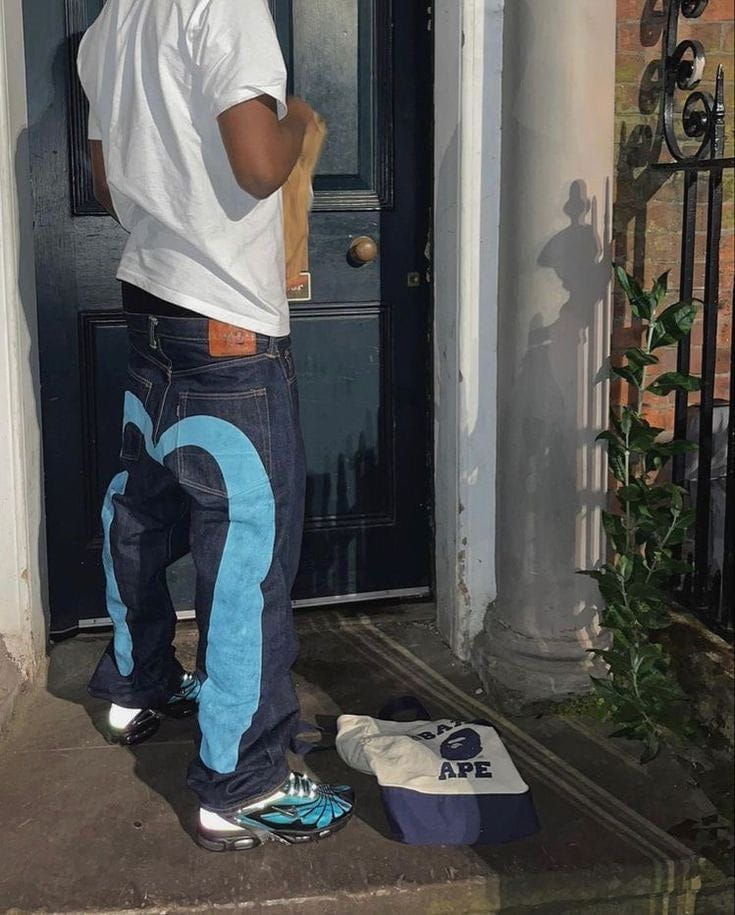Lavinque Jeans Bleu / S Jean Baggy Bicolore | Streetwear | Original et Audacieux