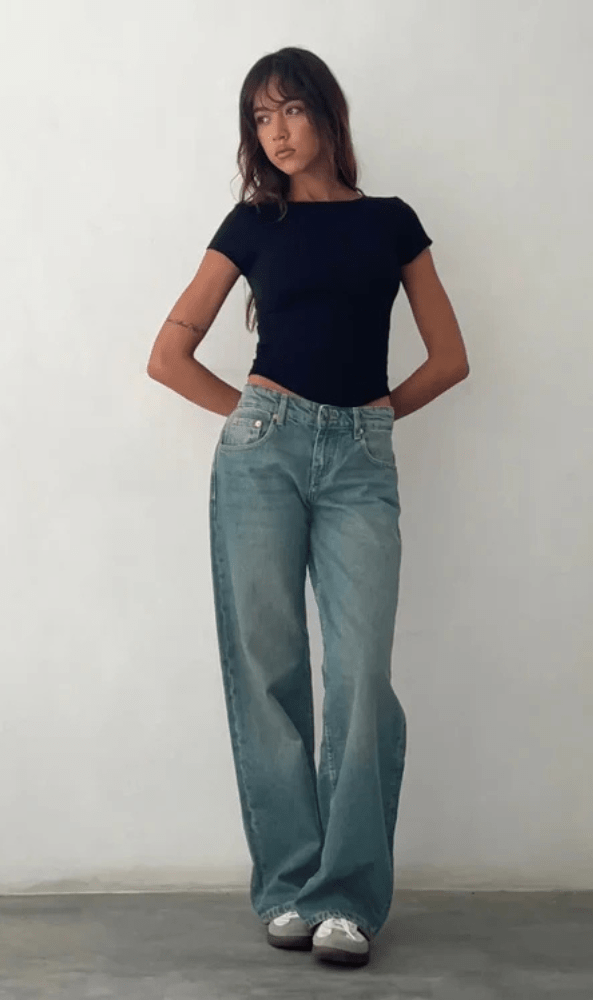Lavinque Jeans Bleu / XS Jean Large Taille Haute | Confort | Style Rétro et Moderne