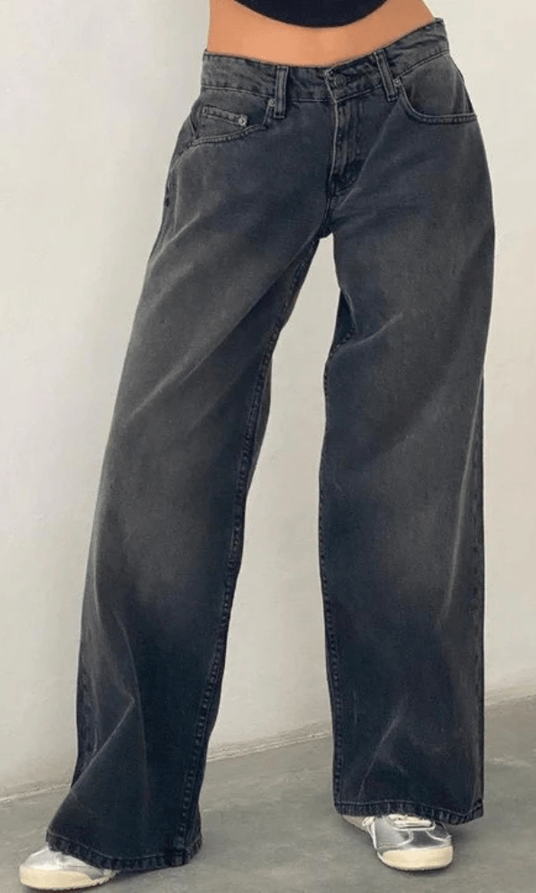 Lavinque Jeans Gris foncé / XS Jean Large Taille Haute | Confort | Style Rétro et Moderne