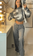 Lavinque Jeans Gris / XS Jean Large Taille Haute | Confort | Style Rétro et Moderne