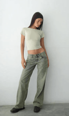 Lavinque Jeans Grisbleu / XS Jean Large Taille Haute | Confort | Style Rétro et Moderne