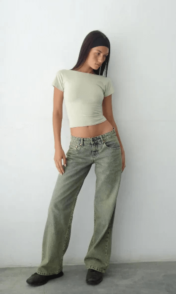 Lavinque Jeans Grisbleu / XS Jean Large Taille Haute | Confort | Style Rétro et Moderne