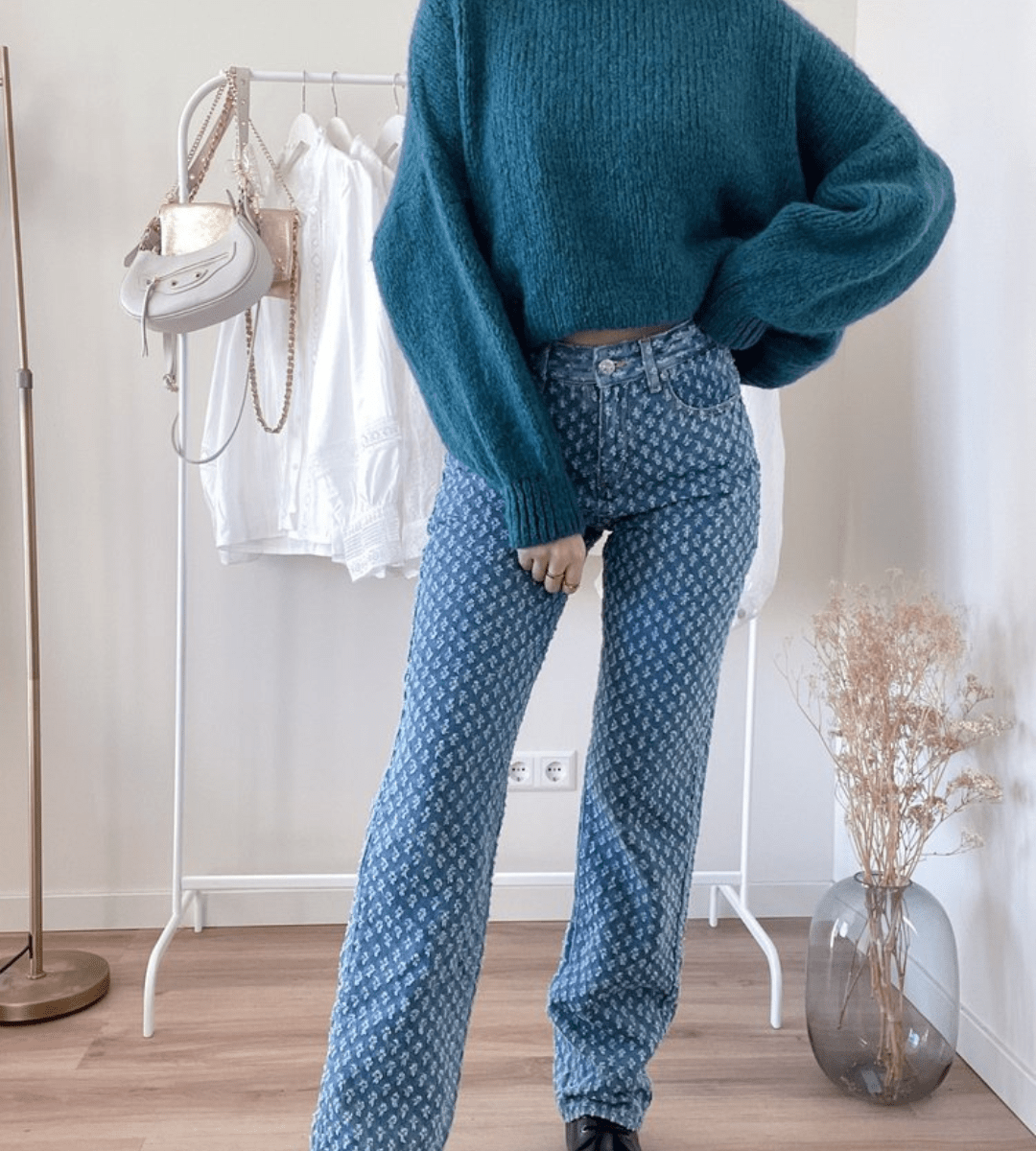 Lavinque jeans Jean Imprimé Monogramme | Taille Haute | Tendance et Moderne