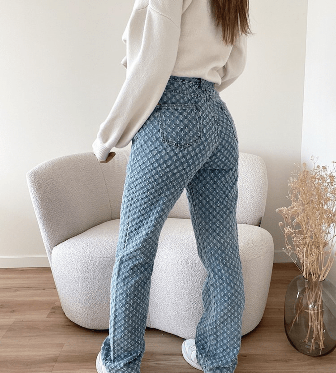 Lavinque jeans Jean Imprimé Monogramme | Taille Haute | Tendance et Moderne