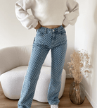 Lavinque jeans Jean Imprimé Monogramme | Taille Haute | Tendance et Moderne