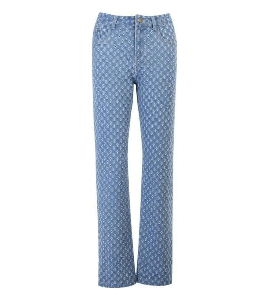 Lavinque jeans Jean Imprimé Monogramme | Taille Haute | Tendance et Moderne