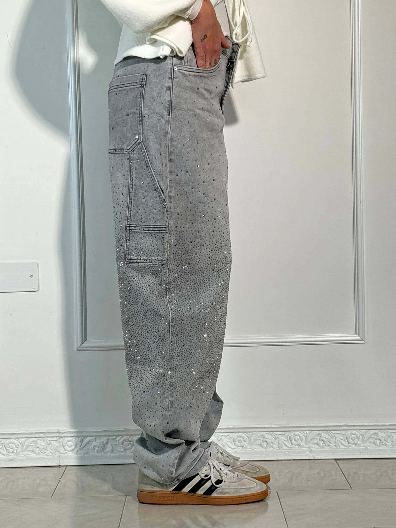 Lavinque Jeans Jean Large Effet Pailleté | Tendance et Confort | Style Streetwear