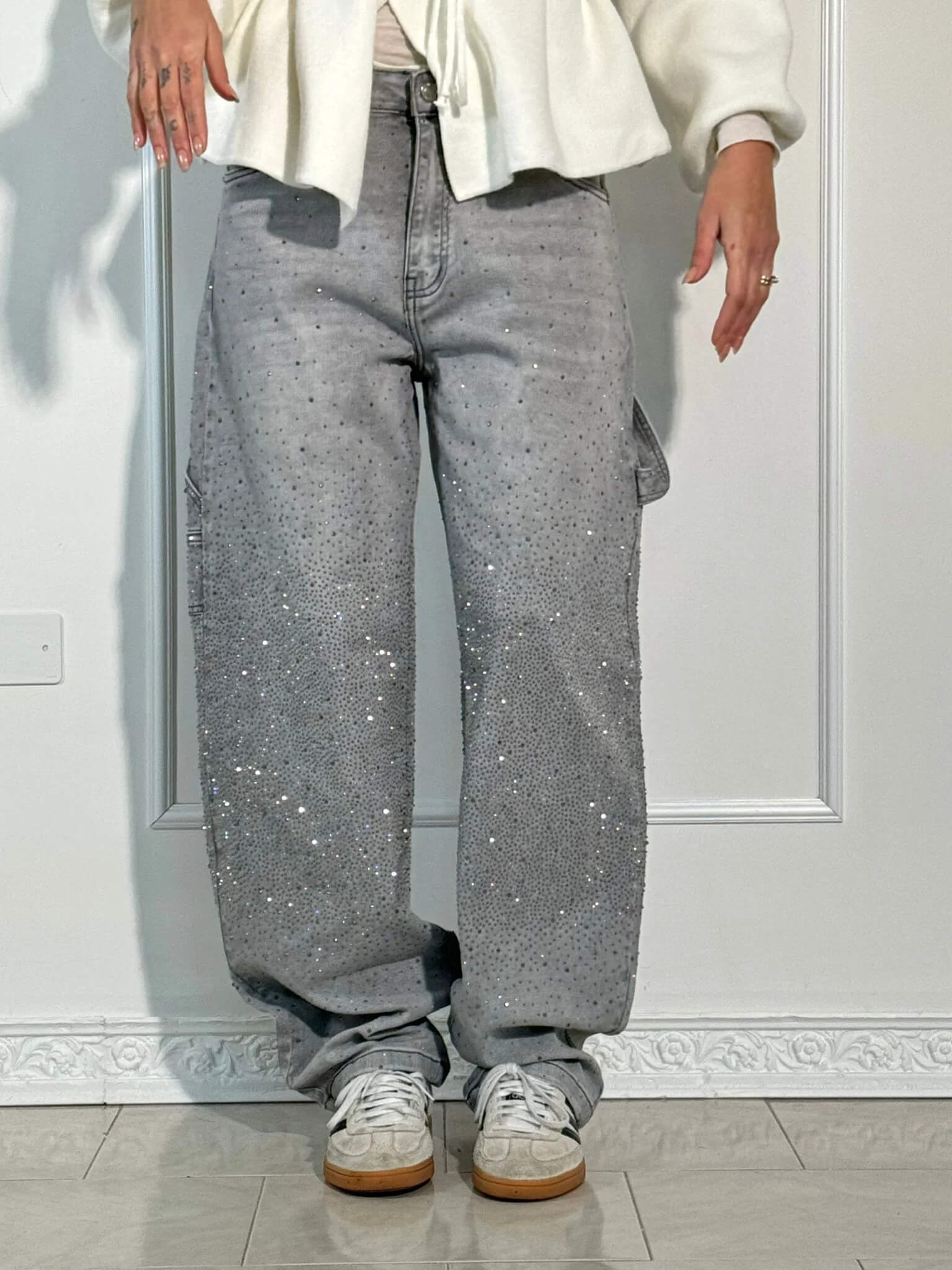 Lavinque Jeans Jean Large Effet Pailleté | Tendance et Confort | Style Streetwear