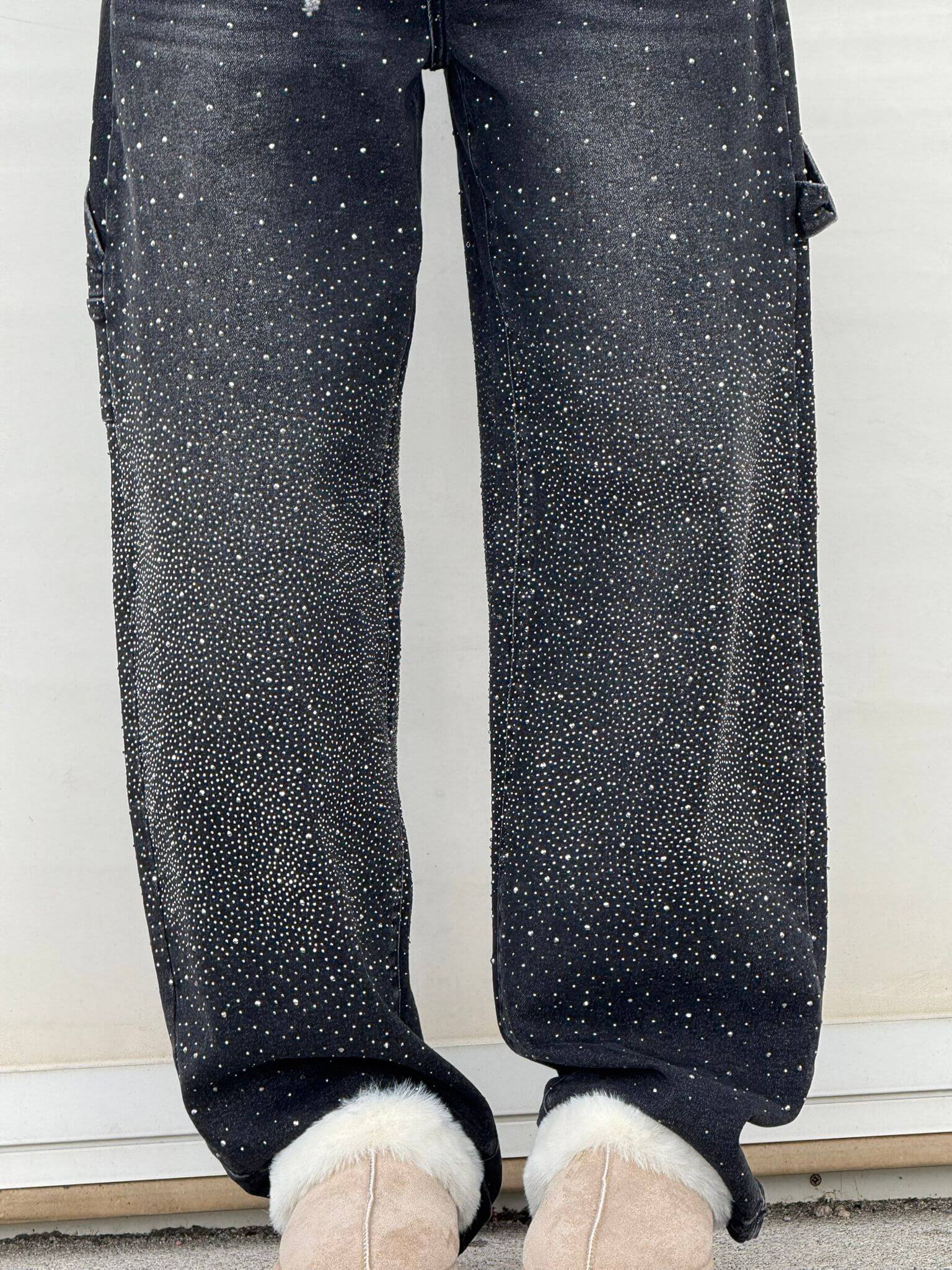 Lavinque Jeans Jean Large Effet Pailleté | Tendance et Confort | Style Streetwear