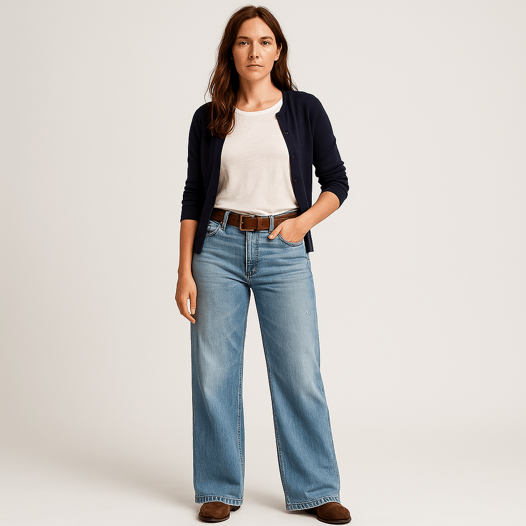 Lavinque Jeans Jean Large Taille Haute | Denim Bleu Clair | Confort & Style Rétro