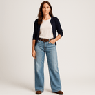 Lavinque Jeans Jean Large Taille Haute | Denim Bleu Clair | Confort & Style Rétro