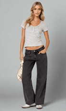 Lavinque Jeans Noir / XS Jean Large Taille Haute | Confort | Style Rétro et Moderne