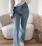 Lavinque jeans S Jean Imprimé Monogramme | Taille Haute | Tendance et Moderne