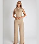 Lavinque Jumpsuit Beige / S Combinaison Tailleur Ceinturée | Élégante | Sophistiquée et Intemporelle
