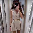 Lavinque Jumpsuit Beige / S Combishort Blazer Sans Manches | Élégance Modernité | Coupe Structurée