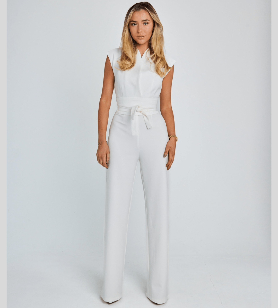 Lavinque Jumpsuit Blanc / S Combinaison Tailleur Ceinturée | Élégante | Sophistiquée et Intemporelle