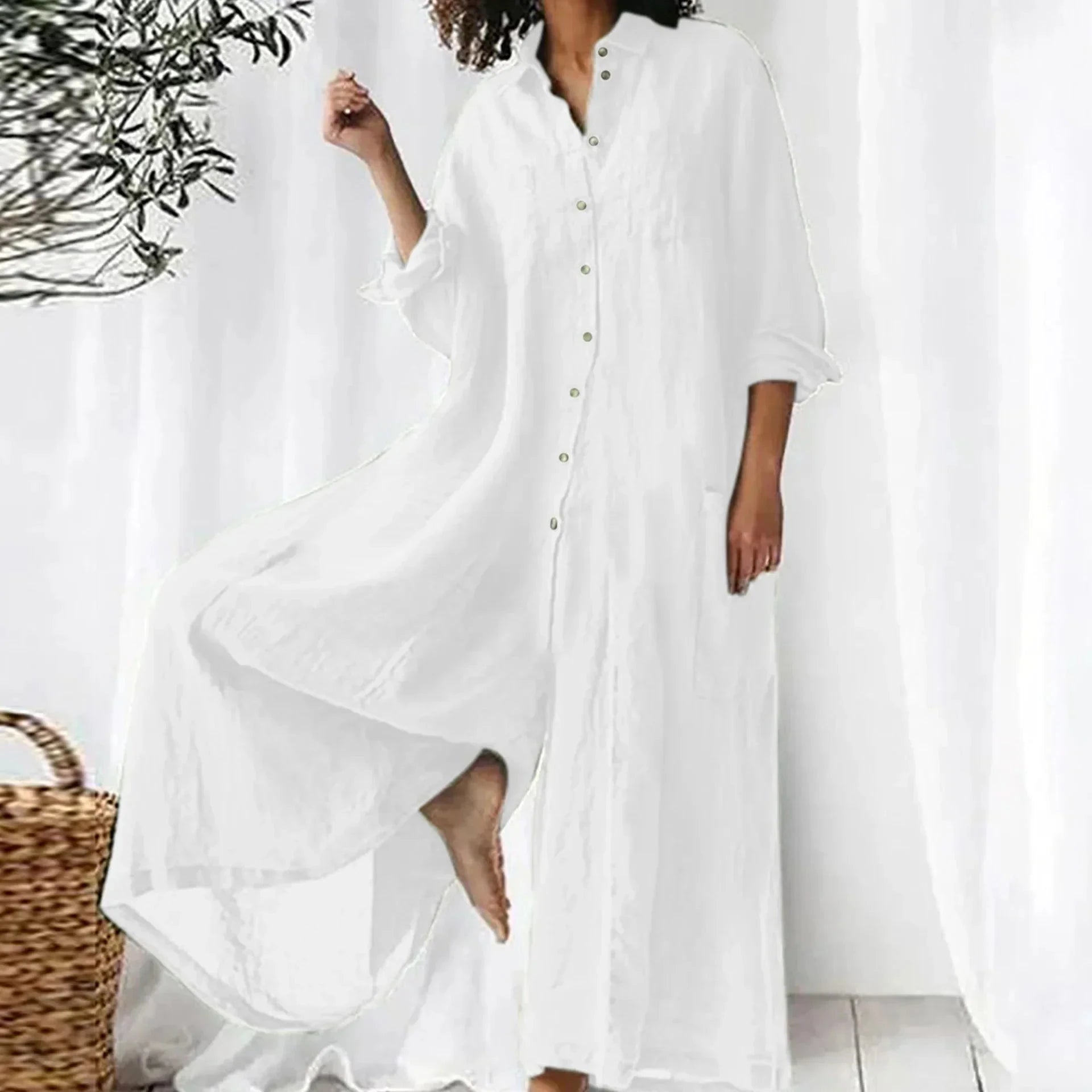 Lavinque Jumpsuit Blanc / S Robe Longue Femme | Lin | Élégante et Confortable