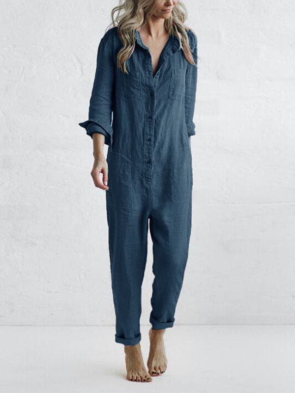 Lavinque Jumpsuit Bleu / S Combinaison Ample Femme | Casual et Confortable | Look Décontracté