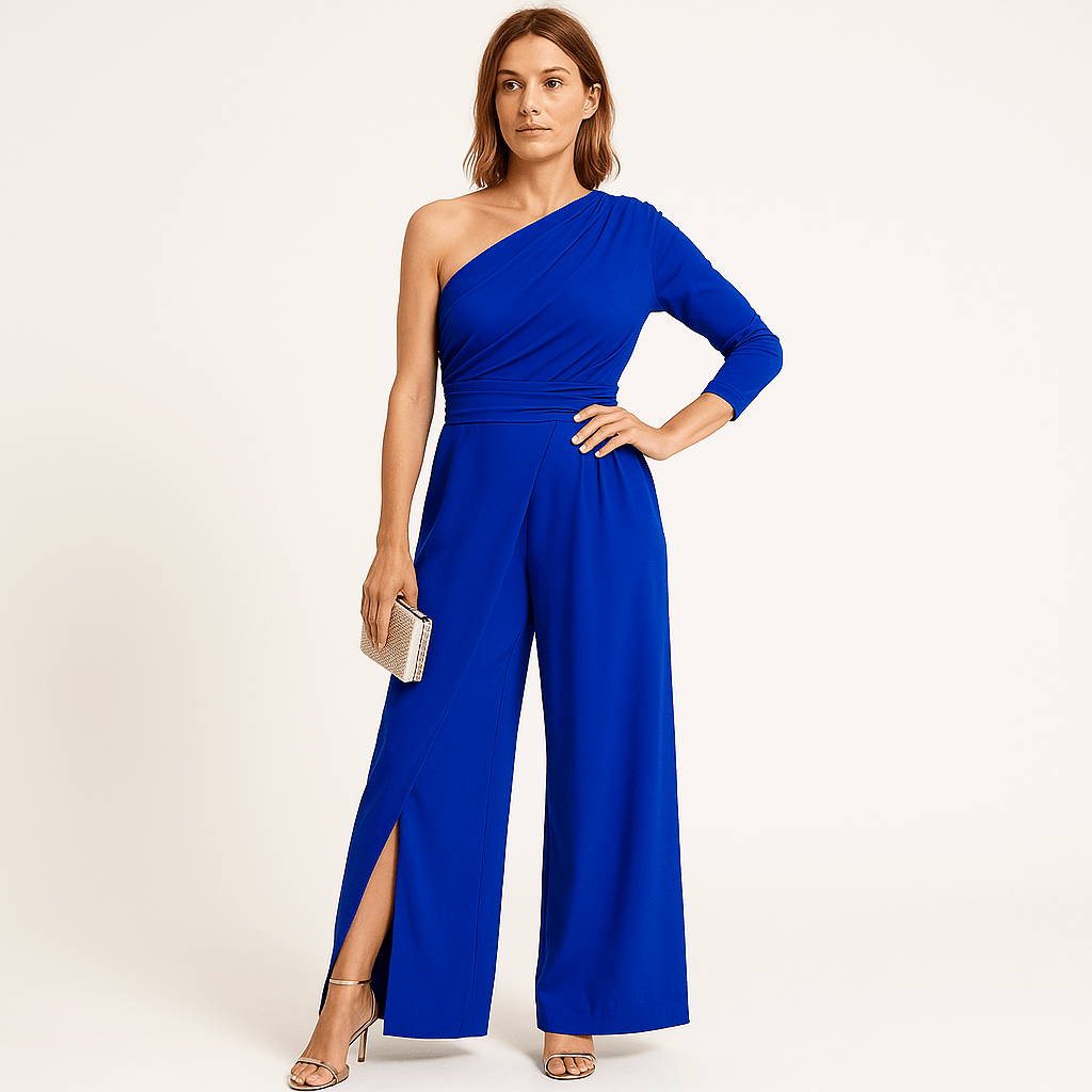 Lavinque Jumpsuit Bleu / S Combinaison Asymétrique Blanche | Fente Élégante | Moderne & Féminine