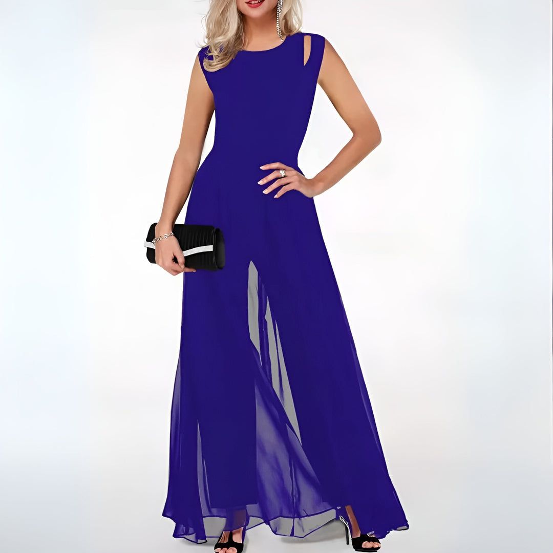 Lavinque Jumpsuit Bleu / S Combinaison Élégante à Jambes Voilées | Sophistication & Légèreté | Idéale pour les Soirées